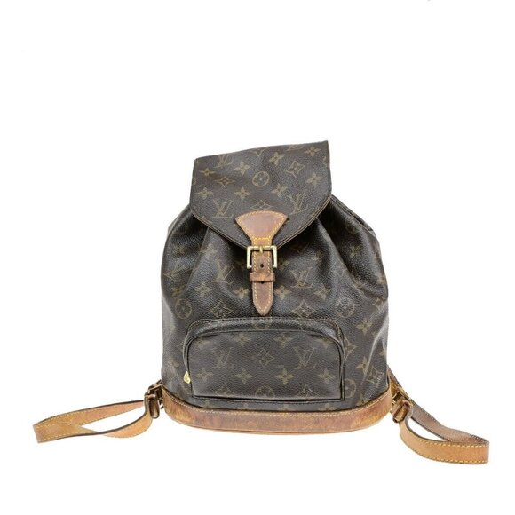 LOUIS VUITTON Montsouris MM Backpack Bag Monogram Leather Brown - Picture 1 of 16